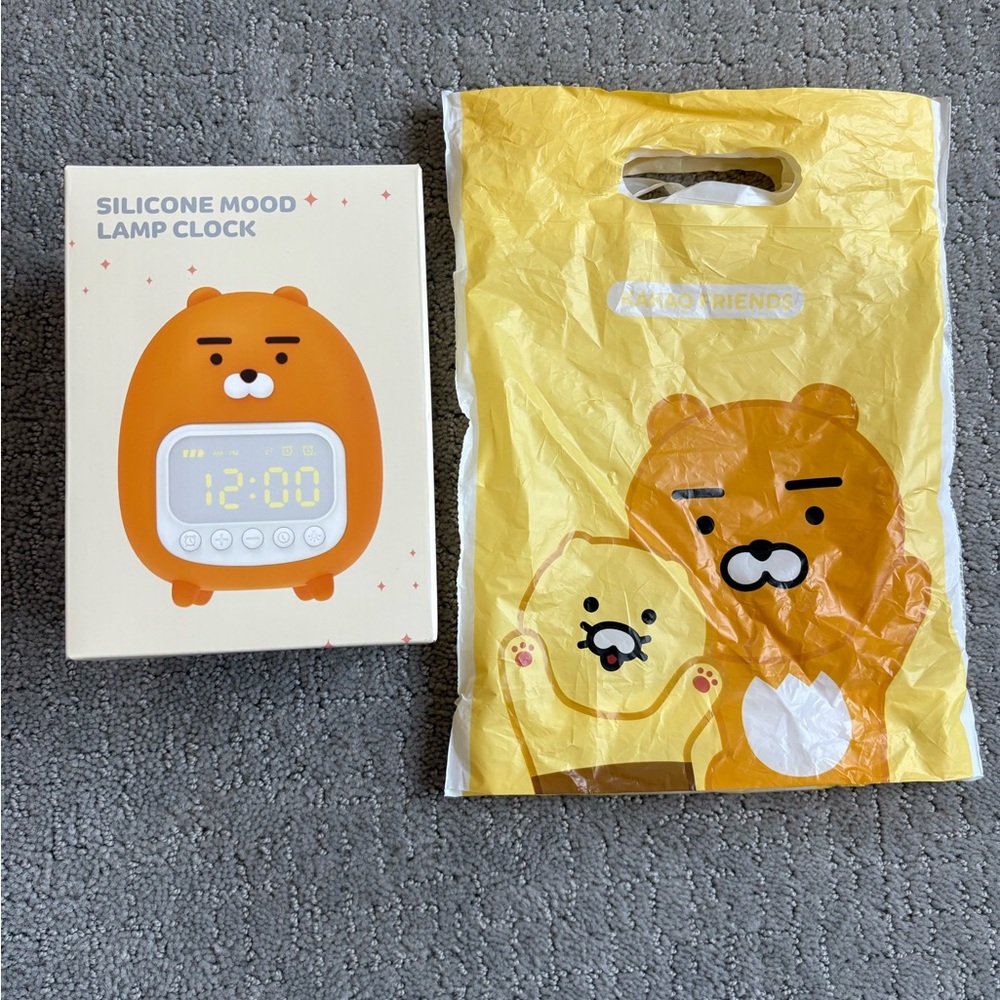 NEW Kakao Friends Ryan LED Night Light Silicone Touch Sensor Mood Lamp Clock